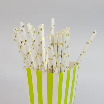 

Free Shipping 5000pcs Golden Foil Star Drinking Straws For Baby Shower Themed Party Decoration