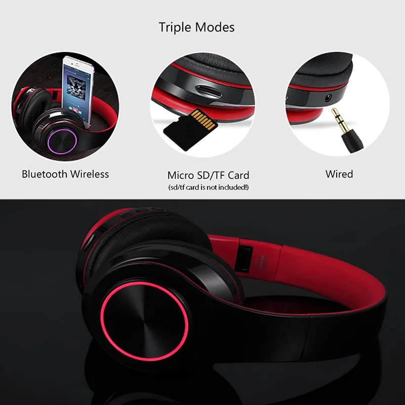 Bluetooth наушники беспроводная гарнитура с микрофоном и крутой светодиодной