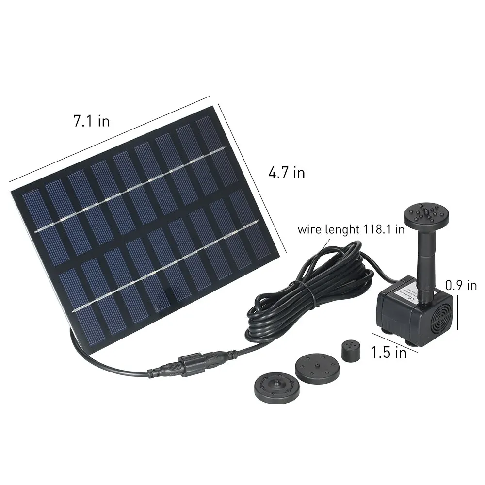 Solar-Powered Water Pump Kit 9V 1.8W for Bird Bath and Pond
