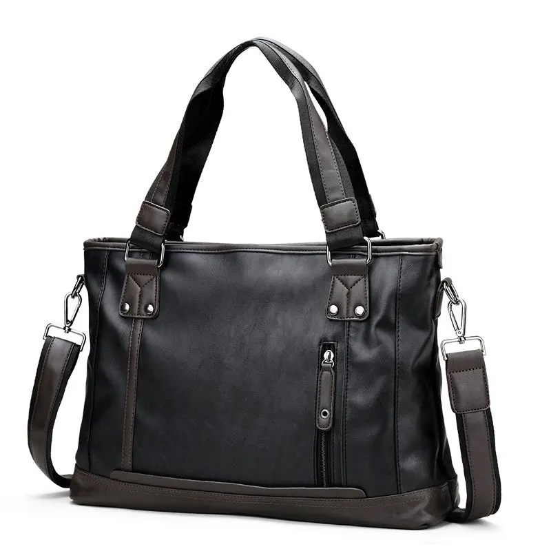 MYOSAZEE брендовый модный мужской коммерческий портфель из искусственной кожи, деловая винтажная дорожная повседневная мужская сумка-мессенджер для компьютера - Цвет: Black
