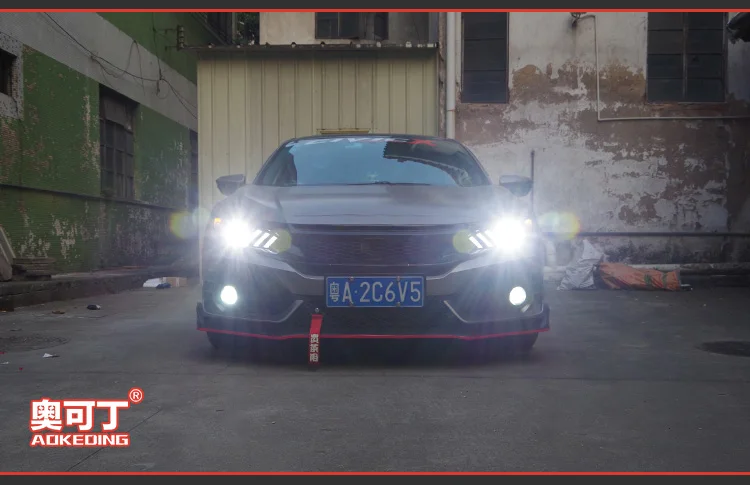 АКД стайлинга автомобилей Глава лампы для Honda CIVIC X 10th фар Светодиодный фара глаза ангела DRL Биксеноновая объектив динамический сигнал поворота