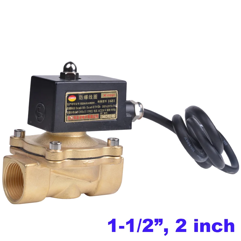 

Explosion proof solenoid valve 1-1/2" 2 inch 24VDC 220V AC Normally close 2W400-40 2W500-50 large gas minera valve
