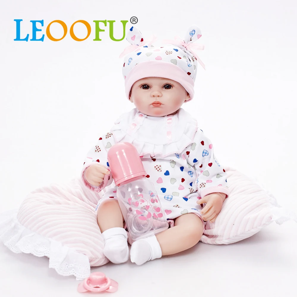 

LEOOFU bebes reborn doll 17inch soft silicone reborn baby dolls com corpo de silicone menina baby dolls girl toy christmas gift