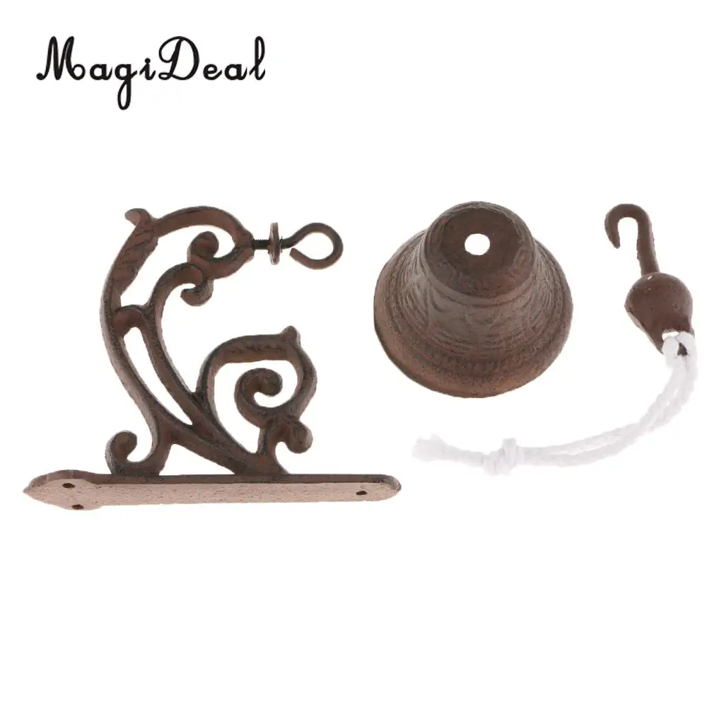 Outdoor Dinner Bells Vintage Antique Cast Iron Bracket Mounts Bell Indoor Outdoor Wall Mounted Door Bells