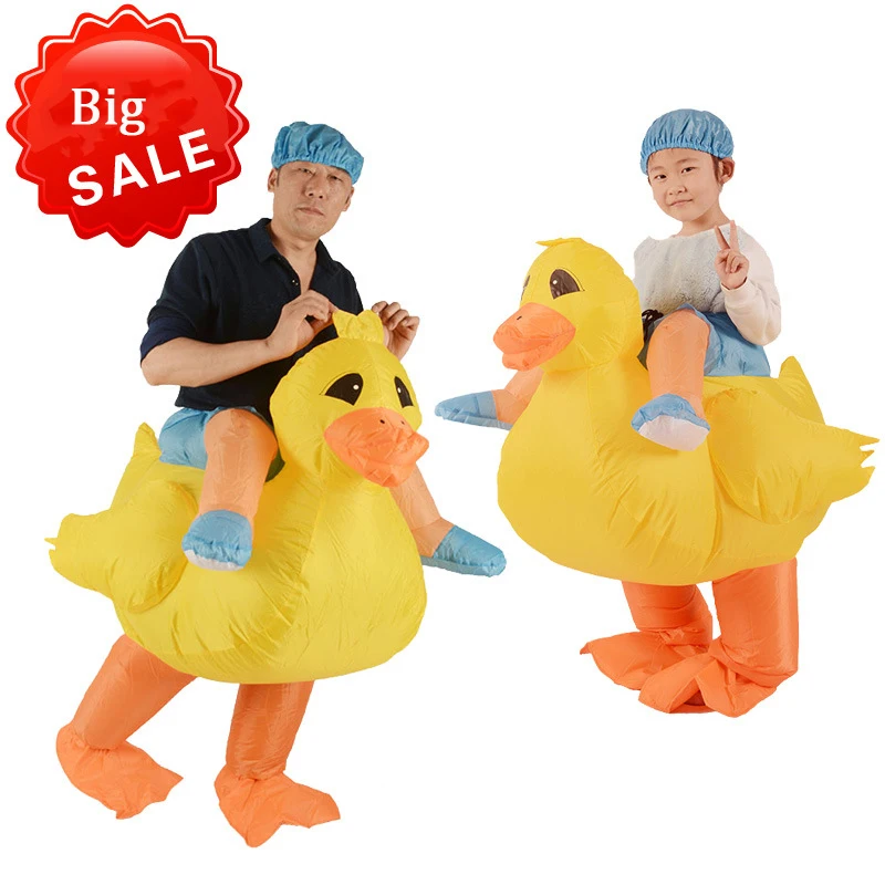 Halloween Ride on Duck Inflatable Costumes for Adult Kids Blow Up