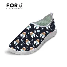 FORUDESIGNS/Женская обувь; обувь медсестры с рисунком медведя; кроссовки на плоской подошве для женщин; удобная женская обувь без застежки на платформе из сетчатого материала