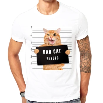 

2019 Latest funny print design Naughty cat Summer T-shirt Cool men spring summer shirt brand fashion shirt cool tops