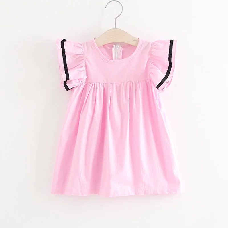 

2018 New Summer Baby Girl Dress Cotton Leisure Kids Clothes Splice Pattern Flying Sleeve Vest Princess Dress Baby Girls Clothes