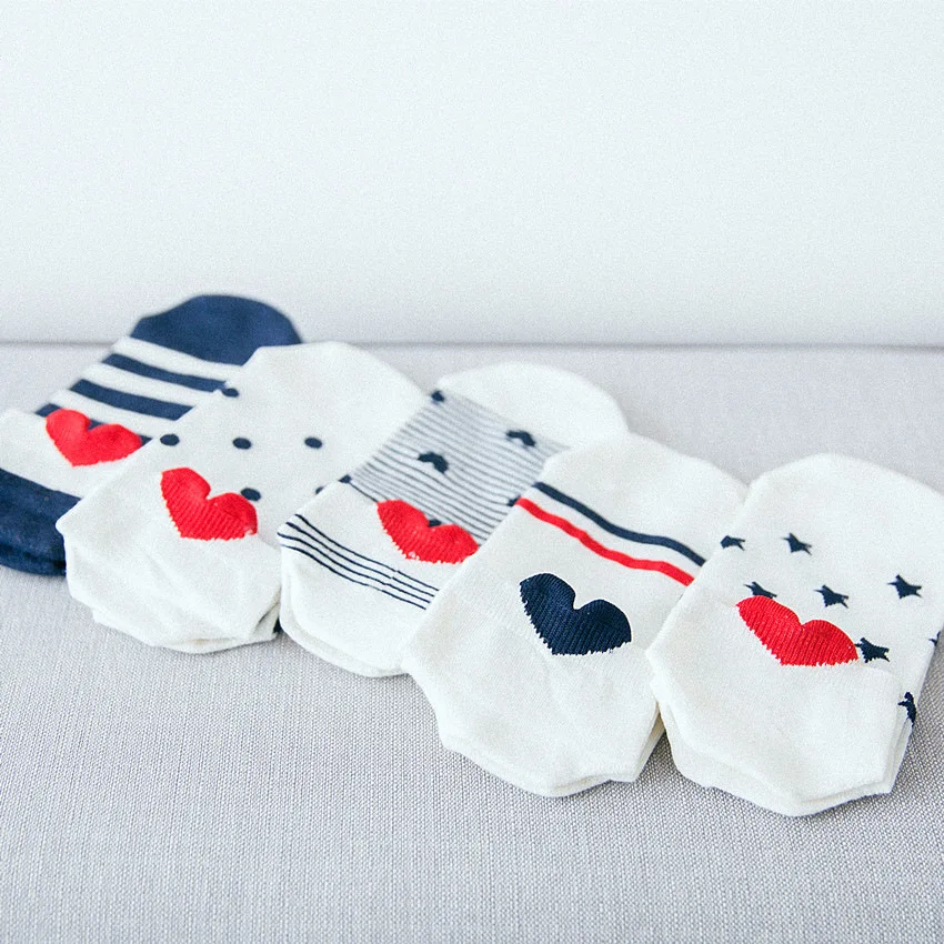 5 пара/лот, женские красивые хлопковые носки, короткие носки с изображением животных, кошек, собак, красные носки с сердечками для девочек, милые забавные низкие носки-башмачки с ушками