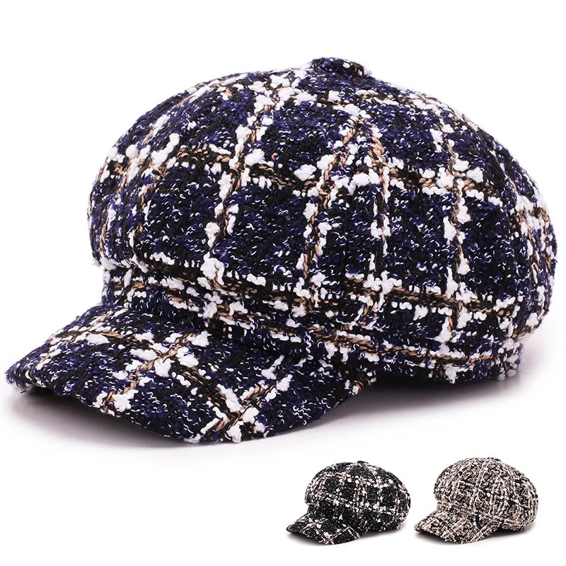 2019 Winter Warm Woman Toque Fashion Newsboy Cap Eight-blade Gavroche Berets England French Flat Hats Girl |