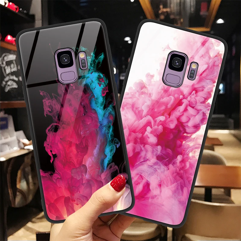 

Colorful Tempered Glass Case FOR Samsung Galaxy A30 A40 A50 A70 A7 A9 A6 A8 J6 J4 Plus 2018 S10 S9 S8 Plus M10 M20 Cover Case