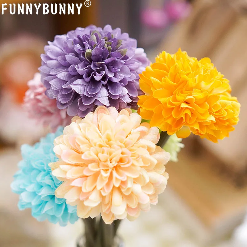 

FUNNYBUNNY Mini Silk Hydrangea Fake Flowers Bridal Wedding Bouquet for Home Wedding Bunch Hotel Party Garden Floral Decor