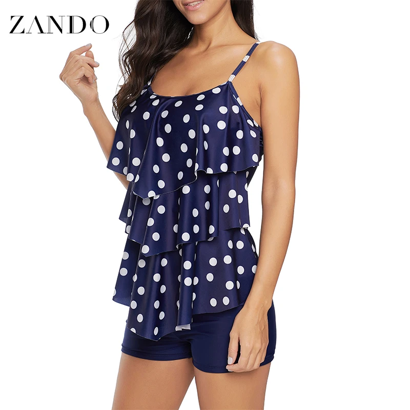 Женский купальник-бикини Zando с высокой талией и оборками пляжная одежда