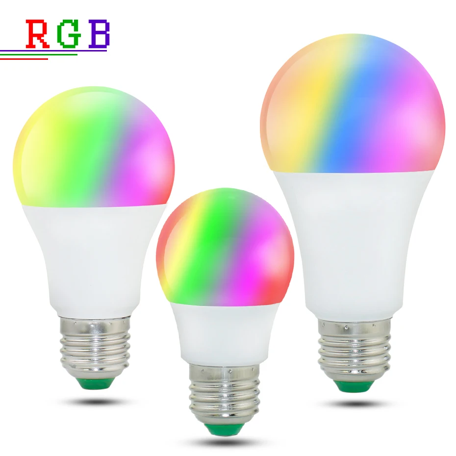 High Power RGB LED Lamp E27 E14 3W 5W RGB 10W 15W RGBW RGBW Light AC85-265V Lampara 16 Colors Remote Controller bombillas led