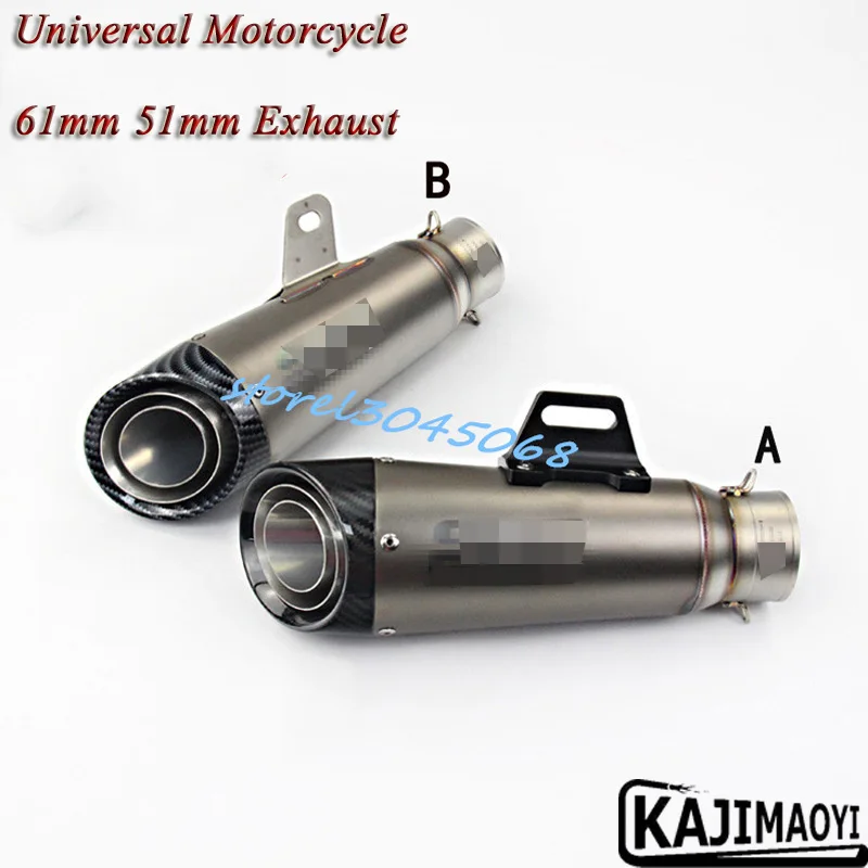 61mm 51mm Universal Motorcycle Exhaust Pipe Modified Carbon Fiber GP Muffler Racing For R6 S1000RR CBR500 ZX-6R Z900 GSXR600 R1