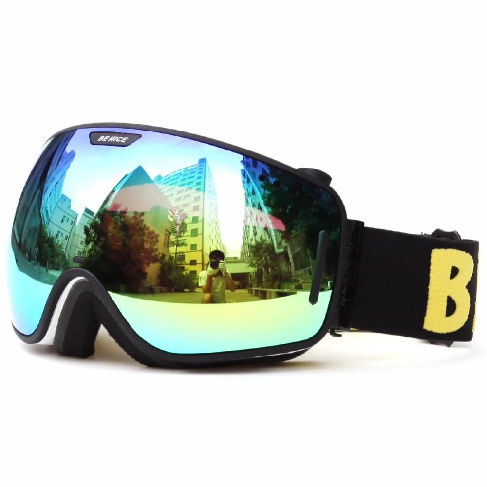 Benice бренд лыжные очки линзы UV400 двойной анти-туман большие сферические профессиональные лыжные очки унисекс многоцветный сноуборд очки