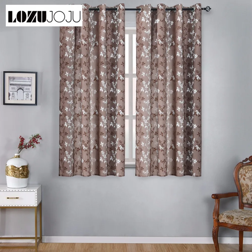 LOZUJOJU Short blackout curtains leaves design drops for living room