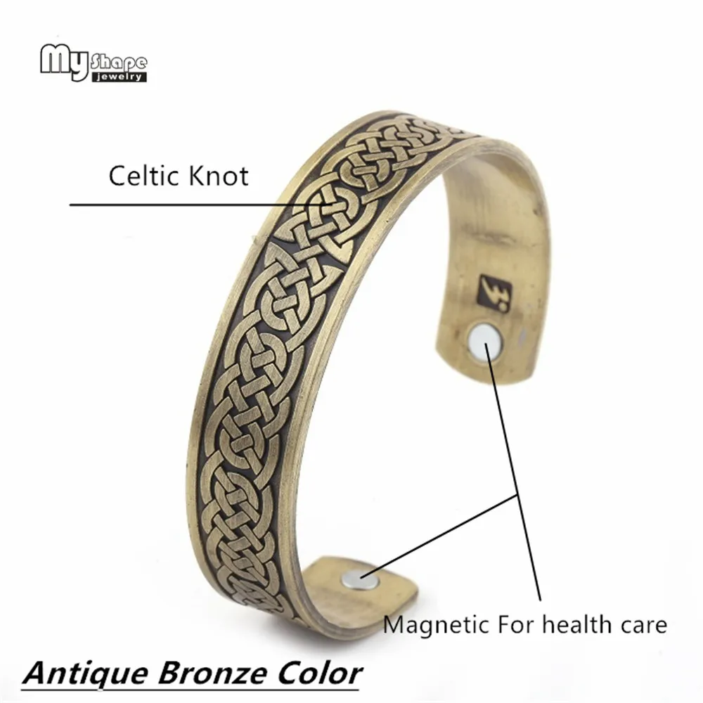 Antique Bronze My shape Viking Магнитный ID браслет мужские ювелирные аксессуары винтажные Teem Luck Knot Viking манжета браслет Wiccan тотем узор - Окраска металла: Antique Bronze