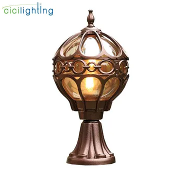 

Vintage Europe Style Globe big street pillar lamp antique cast aluminum outdoor post lighting for wall courtyard door lamp