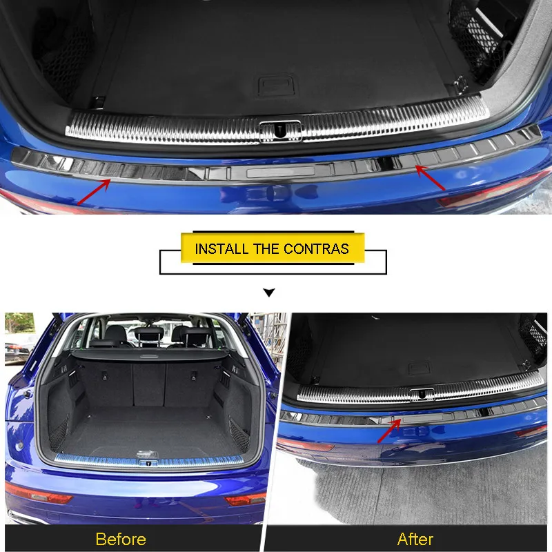 For Audi Q5 2018 Rear Trunk Boot Bumper Guard Sill Plate Protector