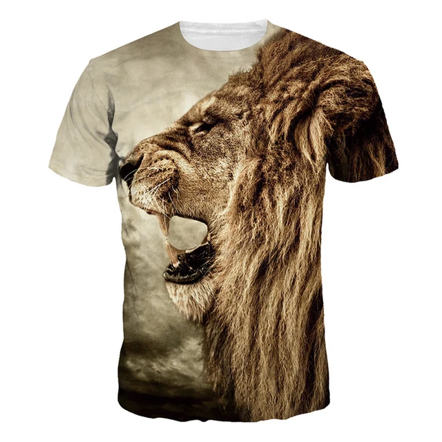 Aliexpress.com : Buy Cotton T Shirts 3D Lion Head Men T