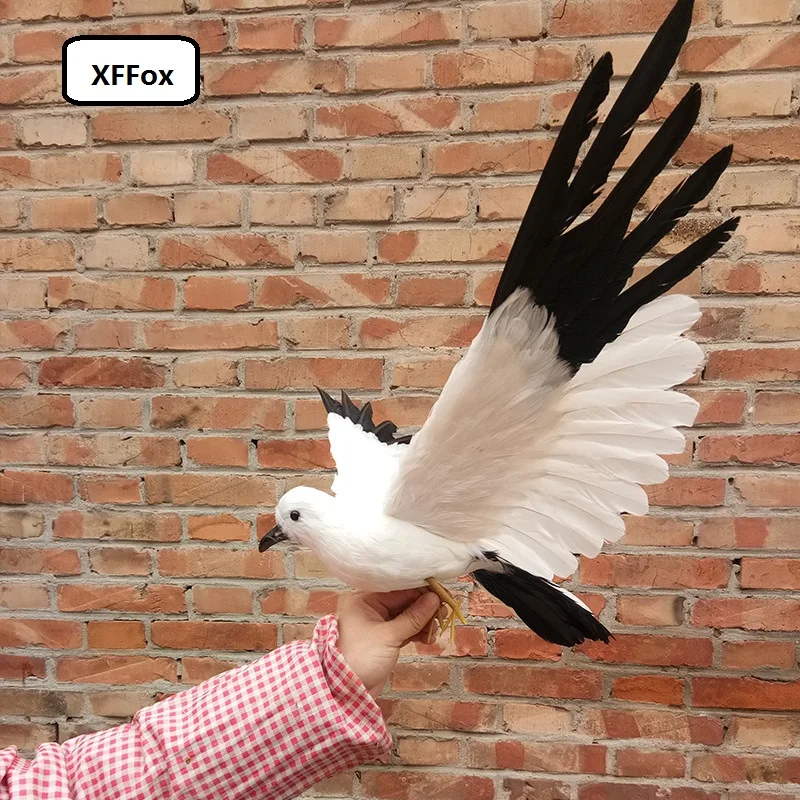 

new real life Seagull model foam&feather black&white wings seagull bird doll about 30x50cm xf1019