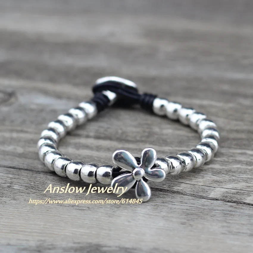 Anslow брендовые модные ювелирные изделия цветок ручной работы браслеты для женщин браслет из бисера лучшая дружба Черная пятница подарок LOW0620LB - Окраска металла: black