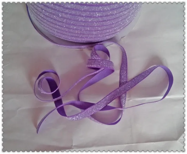 Stretch Metallic Headband Ribbon Purple Sparkle Ribbon 3/8" Elastic