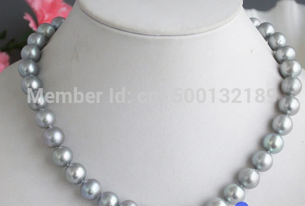 

j00428 100% real AA++ 17" ROUND GRAY FRESHWATER PEARL NECKLACE (C0309)
