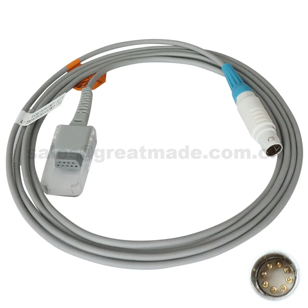Совместим с адаптером Drager Spo2, Lemo FGY.2B, 8pin до DB9F, L = 2,5 м