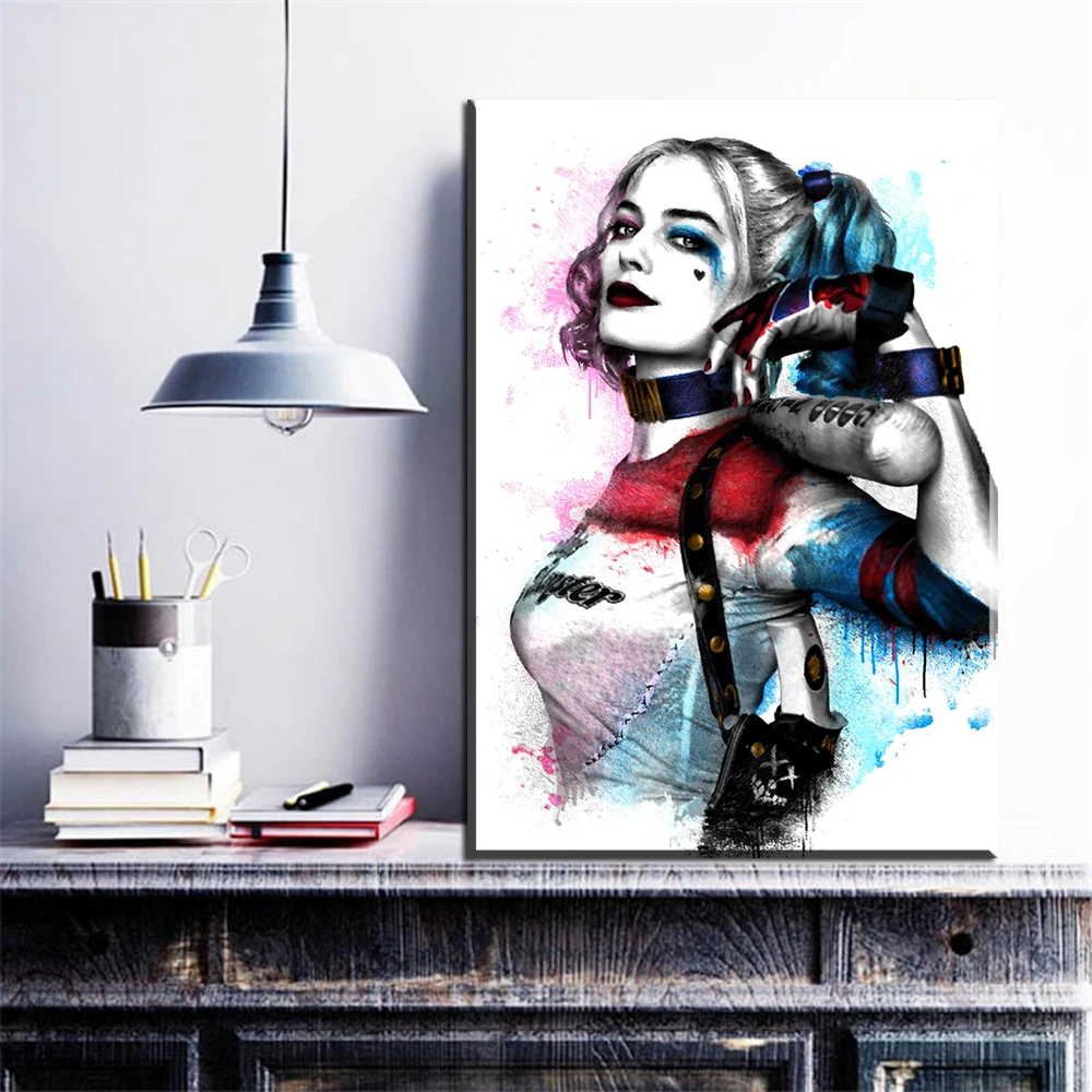 Zz1095 Wall Modern Movie Batman Joker Harley Quinn Canvas Painting