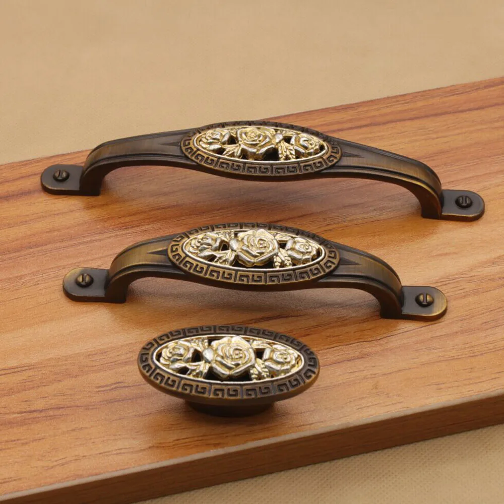 Compare Prices On Antique Cupboard Pull- Online Shopping/Buy Low Vintage Antique Coffee Rose Cabinet Door Knobs Cupboard Dresser Drawer Pull Handle With Screws(China - Compare Prices On Antique Cupboard Pull- Online Shopping/Buy Low