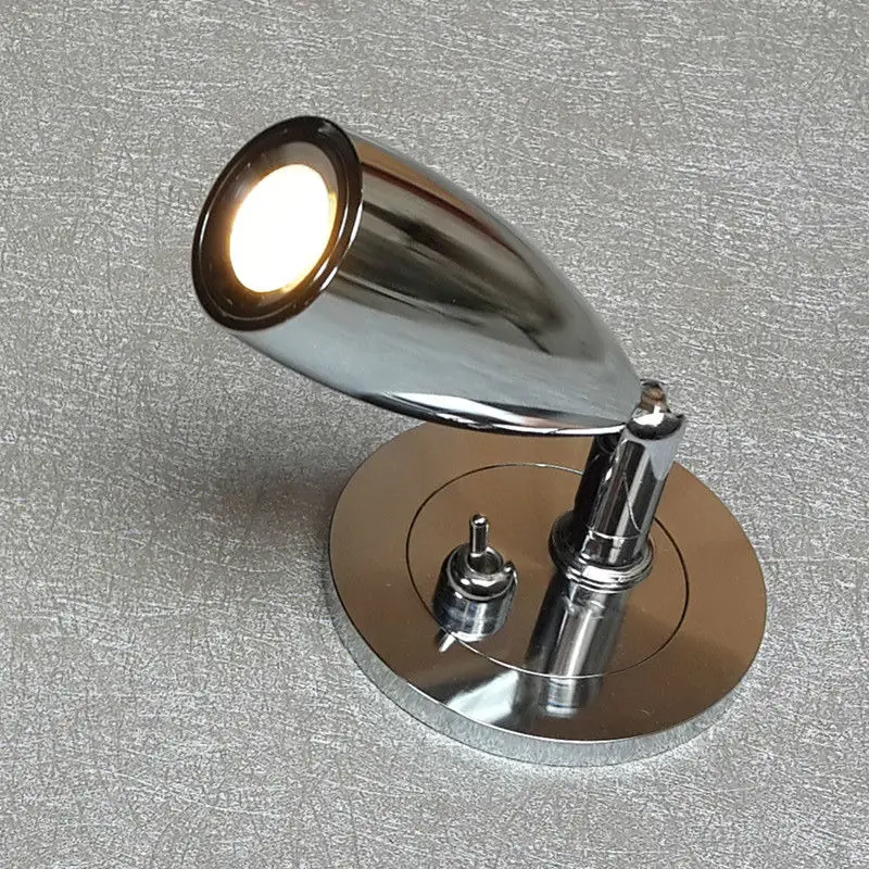 

Topoch Bed Wall Light Semi-Recess Dolly Switch 3W CREE LED Directional Head Light Comfortable without Glare Chrome Finish