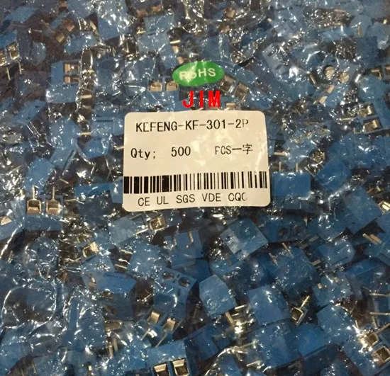 500 шт. KF301-2P KF301-5.0-2P KF30"-" винт 2Pin 5,0 мм прямой контактный PCB винт Клеммная колодка Разъем