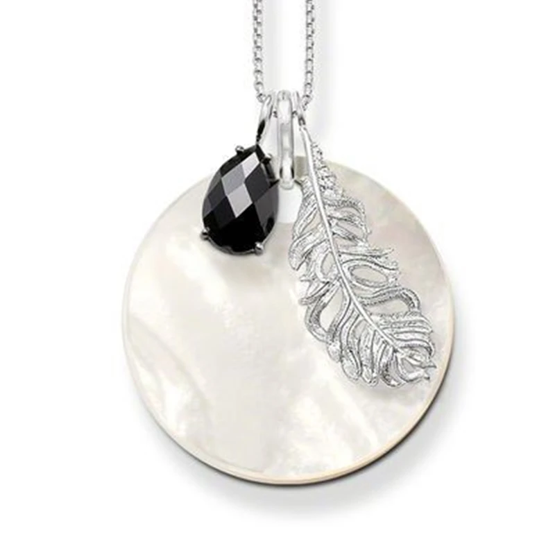 Mother of Pearl Disc & Feather Pendant Chokers Necklaces Pendants, Most