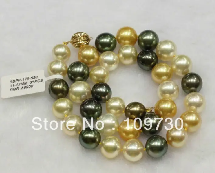 

Jewelry 001802 10-11mm south sea natural multicolor pearl necklace 18inch