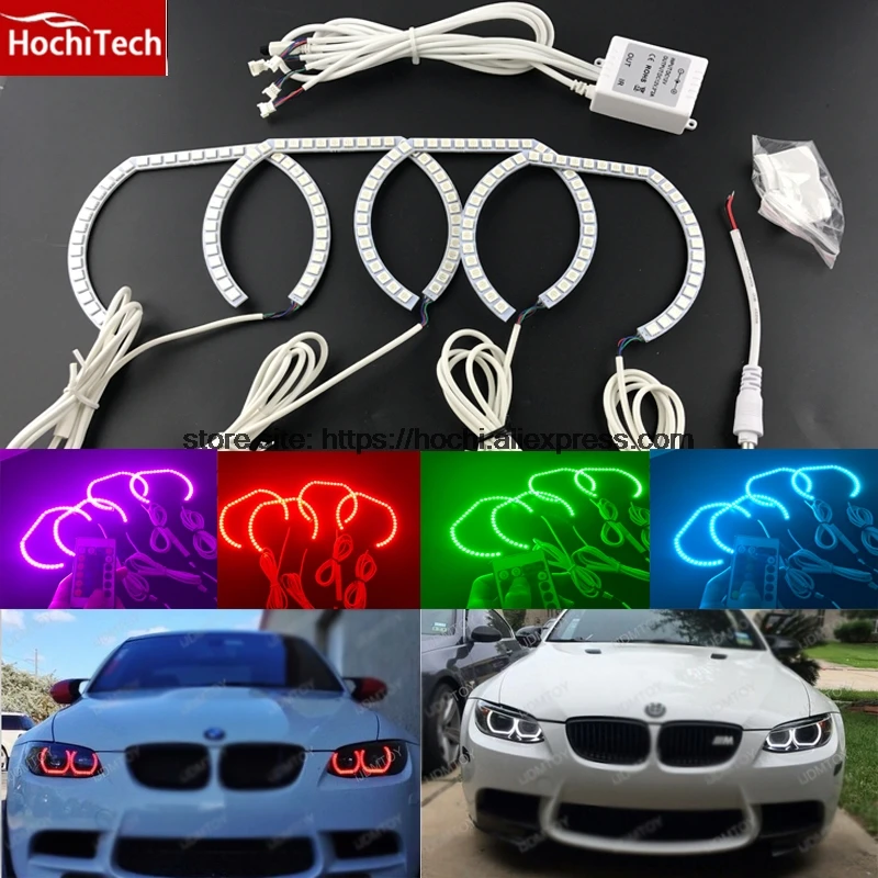 HochiTech RGB Multi-Color LED Angel Eyes Halo Rings kit car styling for BMW 3 Series F30 2012-2015 with halogen headlight hochitech for mazda cx 7 cx 7 2006 2012 car styling rgb led demon angel eyes kit halo ring day light drl with a remote control