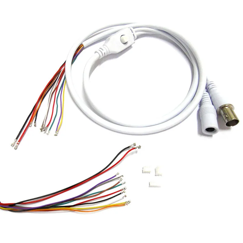 Surveillance Camera Power Connector Cable 1.5T 11Pin BNC Video DC12V Power OSD Control Pigtail Cable Analog CCTV Camera Module Board Menu Button end cable