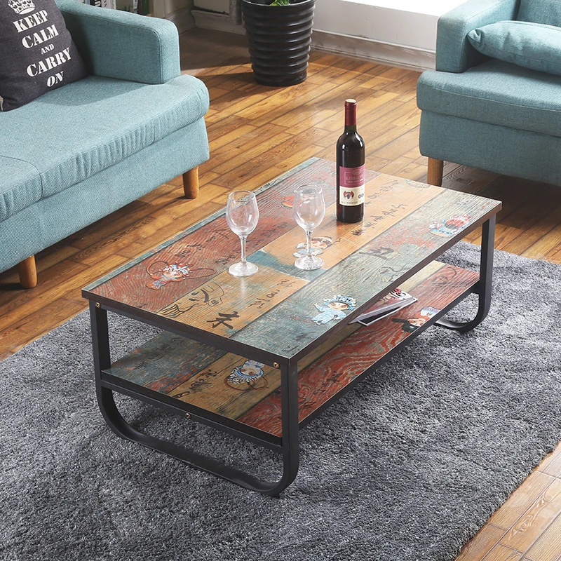 Vintage Apartment Metal Frame and MDF Board Simple Living Room Coffee Table Tea Table Vintage Apartment Metal Frame and MDF Board Simple Living Room Coffee Table Tea Table