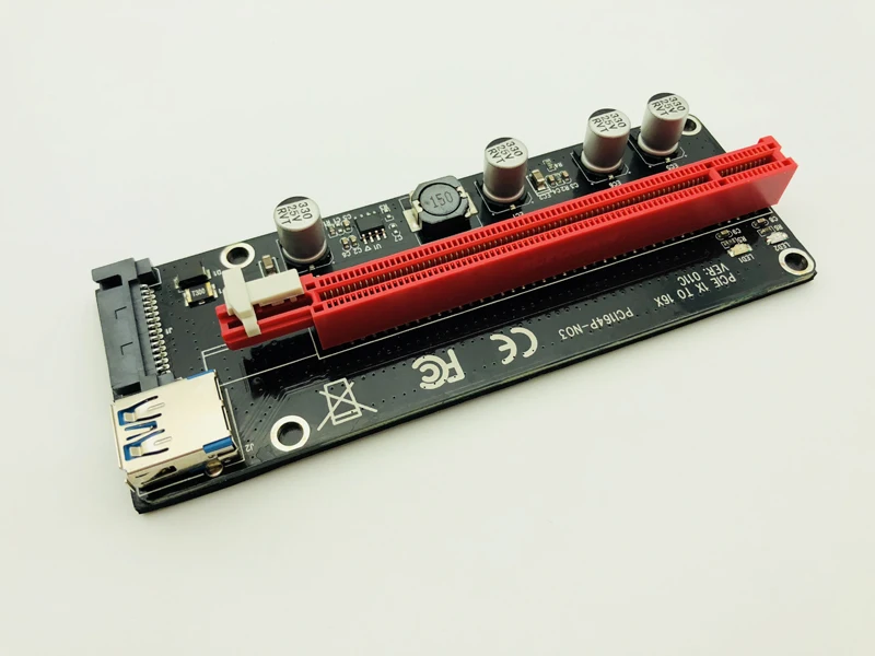 Newest VER 011C Riser PCI-E PCIe Extender PCI Express Riser Card 1x to 16x SATA 15pin Power Connector 3 LED for BTC Miner Mining