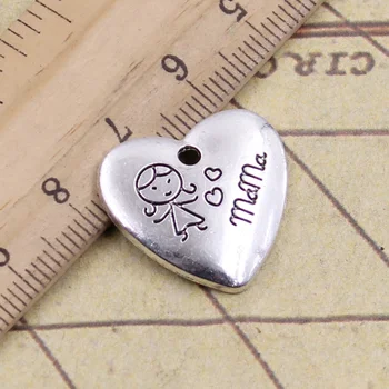

15pcs Charms Heart Mom Children 21x20mm Tibetan Pendants Crafts Making Findings Handmade Antique Jewelry DIY Necklace