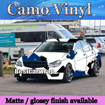 

Large Spots Pixel Blue Camouflage VINYL Car Wrap Film Wrapping Foile With Air Bubble Free PROTWRAPS Covering 1.52x30m/Roll