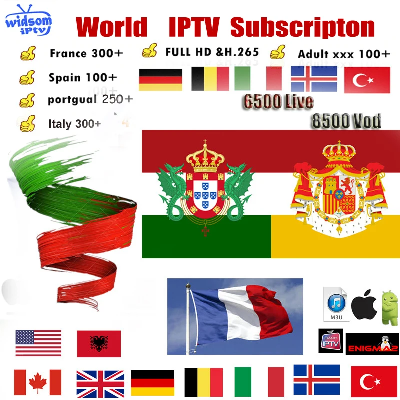 

Europe IPTV France UK Spain Portugal Italy Arabic IPTV Dutch IPTV Subscription Android m3u enigma2 mag250 smart iptv