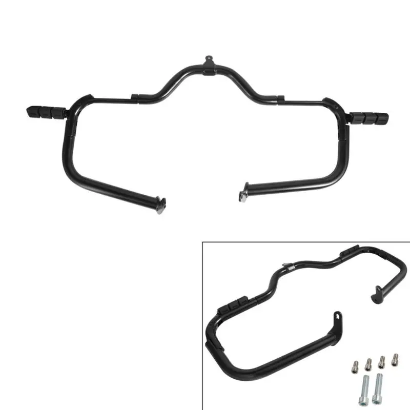 Motorcycle Mustache Engine Guard Crash Bar With Highway Pegs For Harley Touring Models Electra Street Road Glide 14-19 Motorcycle Mustache Engine Guard Crash Bar With Highway Pegs For Harley Touring Models Electra Street Road Glide 14-19