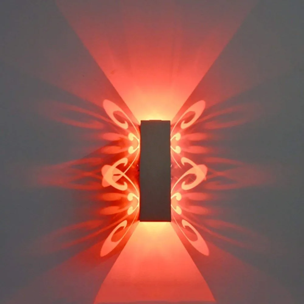 

Wall lights Aluminum Led Light Fixture Up And Down Led Wall Lamp 2W Batteryfly Modern Fashion Wall Light Indoor ( Color : Red-2W