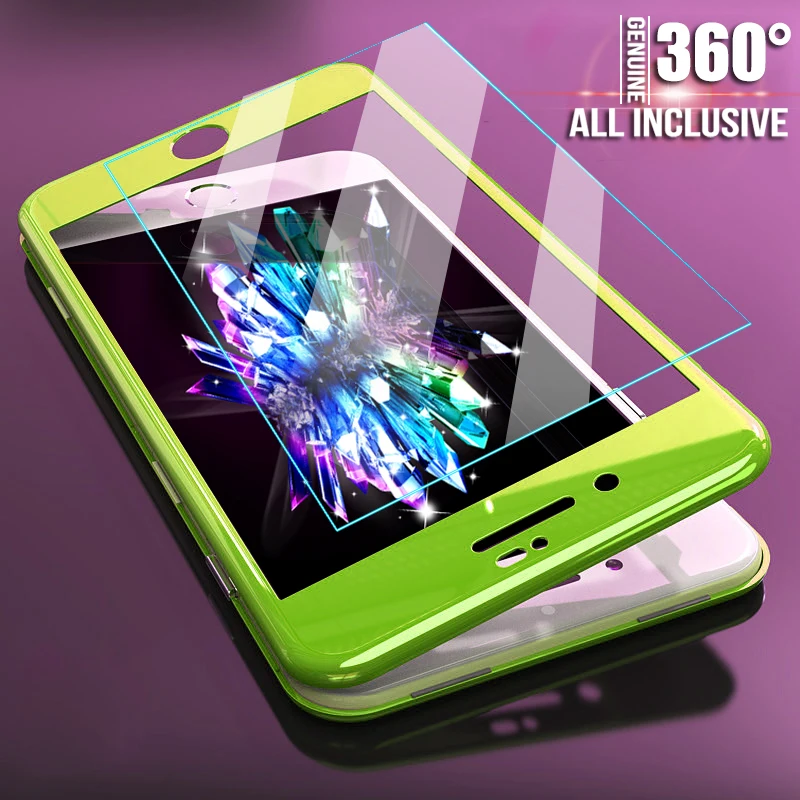 360 Degree Full Cover Case For iphone 7 8 6 6s X 10 Hybrid Shockproof phone plus With Tempered Glass |
