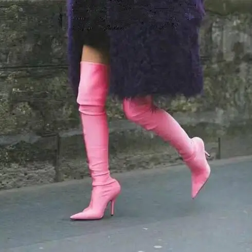 2017 New Spring Stretch Fabric Over The Knee Thigh High Boots High Heels Stockings Women Boots Shoes Woman Femininas Botas Mujer (17)