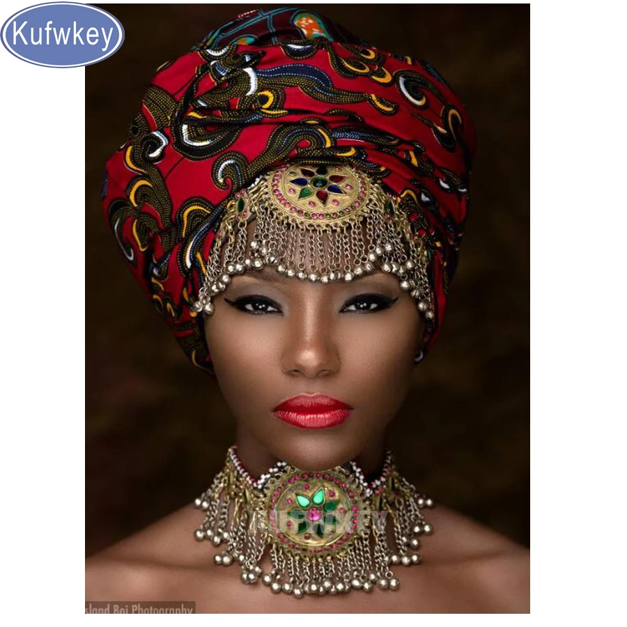 

Full Square Diamond Painting Cross Stitch"African Woman"Diamond Embroidery 5D Diy Mosaic Needleworks handmade Arts and crafts