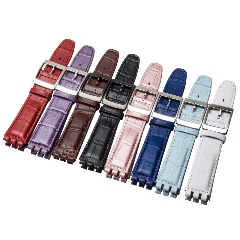 

17mm duty genuine leather strap fit Swatch crocodile grain strap soft and comfortable female strap free shipping with tools