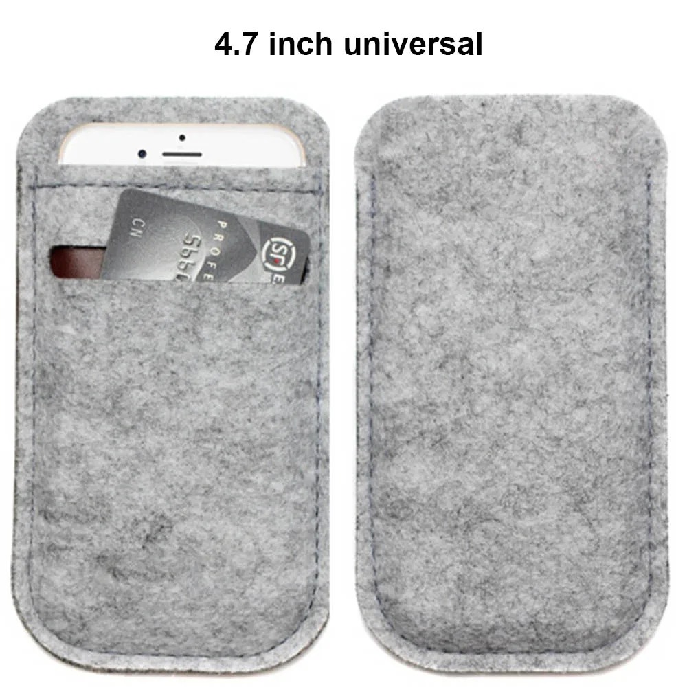 Универсальный шерстяной войлочный чехол для телефона, кошелек, сумка 4,7 ''5,5'' для iPhone 6, 7, 8 Plus, чехол для мобильного телефона, чехол для samsung, Xiaomi - Цвет: 4.7 inch-light gray